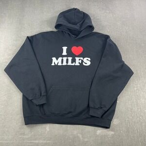 I Heart Milfs Danny Duncan Mens XL Black Hoodie Graphic Sweatshirt